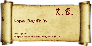 Kopa Baján névjegykártya